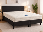 Boxspring Silber | Komplettes Doppelbett mit Matratze & Topper