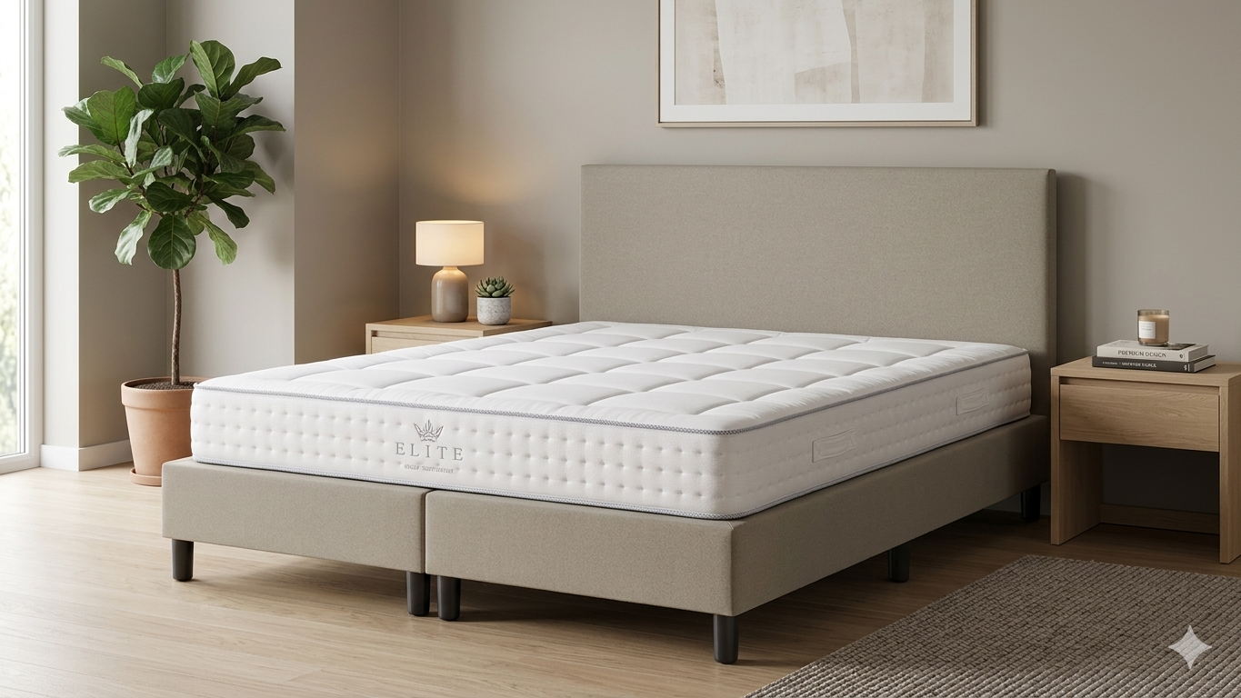 Boxspring Silber | Komplettes Doppelbett mit Matratze & Topper