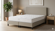 Boxspring Silber | Komplettes Doppelbett mit Matratze & Topper
