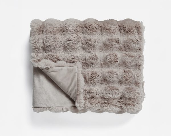 Pom Rabbit Fur plaid Taupe/Rose 150 x 200  – Superzacht & Luxe