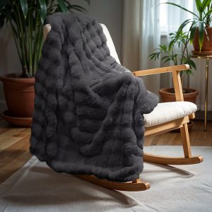 Pom Rabbit Fur plaid Antraciet 150 x 200 - Superzacht & Luxe