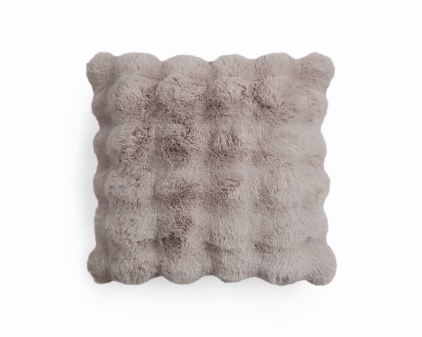 Pom Rabbit Fur sierkussen Taupe/Rose 50 x 50 – Luxe & Zacht