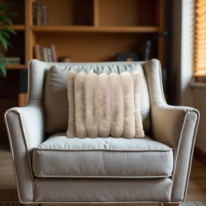 Rib Rabbit Fur Sierkussen Zand 50 x 50 – Luxe & Zacht