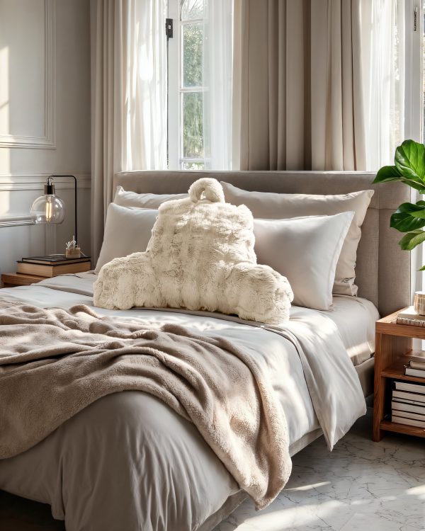 Bedrest Pompom Beige 34 x 50 – Luxe comfort en stevige ondersteuning
