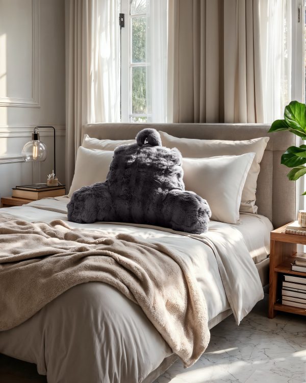 Bedrest Pompom Antraciet 34 x 50 – Luxe comfort en stevige ondersteuning